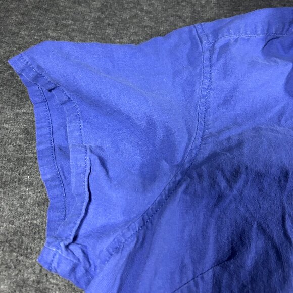 VTG Karen Scott Womens Button Up Blue Short Sleeve Linen Cotton Shirt Size XL - Picture 11 of 11